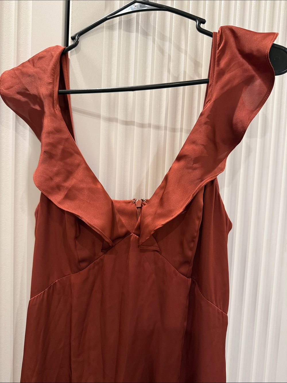 Express Rust High-Low Ruffle Slip Dress - Picture 2 of 4